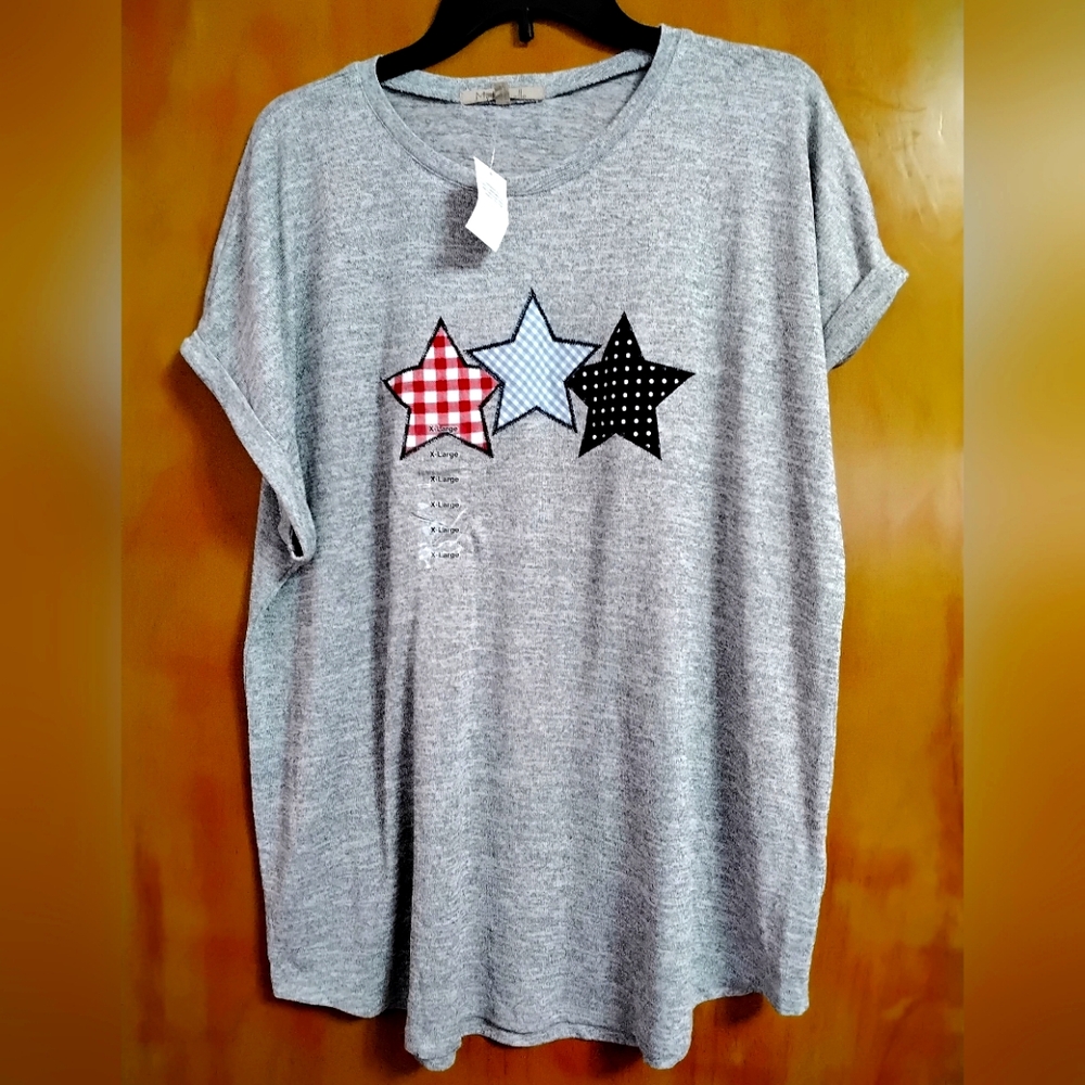 Gray Americana Short Sleeve Knit Shirt (XL)